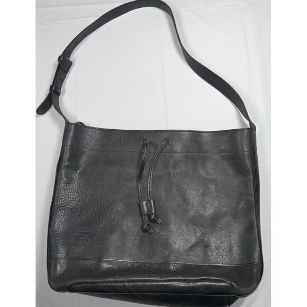 Lucky Brand Pebbled Leather Tote Shoulder Bag Gray Unlined 14x12x6"
